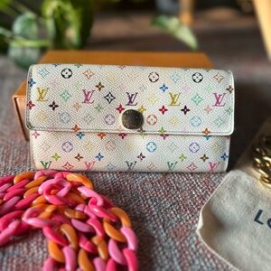 🚨Deal Alert Louis Vuitton Multicolor Sarah Long Wallet 💎Authentic